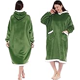 Yosamio Hooded Blanket Wearable Super Soft Flannel & Sherpa, Oversized Fleece Hoodie Blanket, Cozy Wearable Blanket
