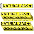 (10 Pack) Natural Gas Pipe Labels Stickers With Arrows, 1 x 8 Inch Self Sticking 6mil PVC Natural Gas Pipe Markers for Pipes,