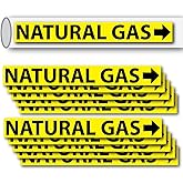 (10 Pack) Natural Gas Pipe Labels Stickers With Arrows, 1 x 8 Inch Self Sticking 6mil PVC Natural Gas Pipe Markers for Pipes,
