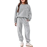 Arshiner Girls Clothes 2 Piece Fashion Fall Outfits Oversize Pullover Sweatshirt and Sweatpant Sweatsuit Sets with Pockets