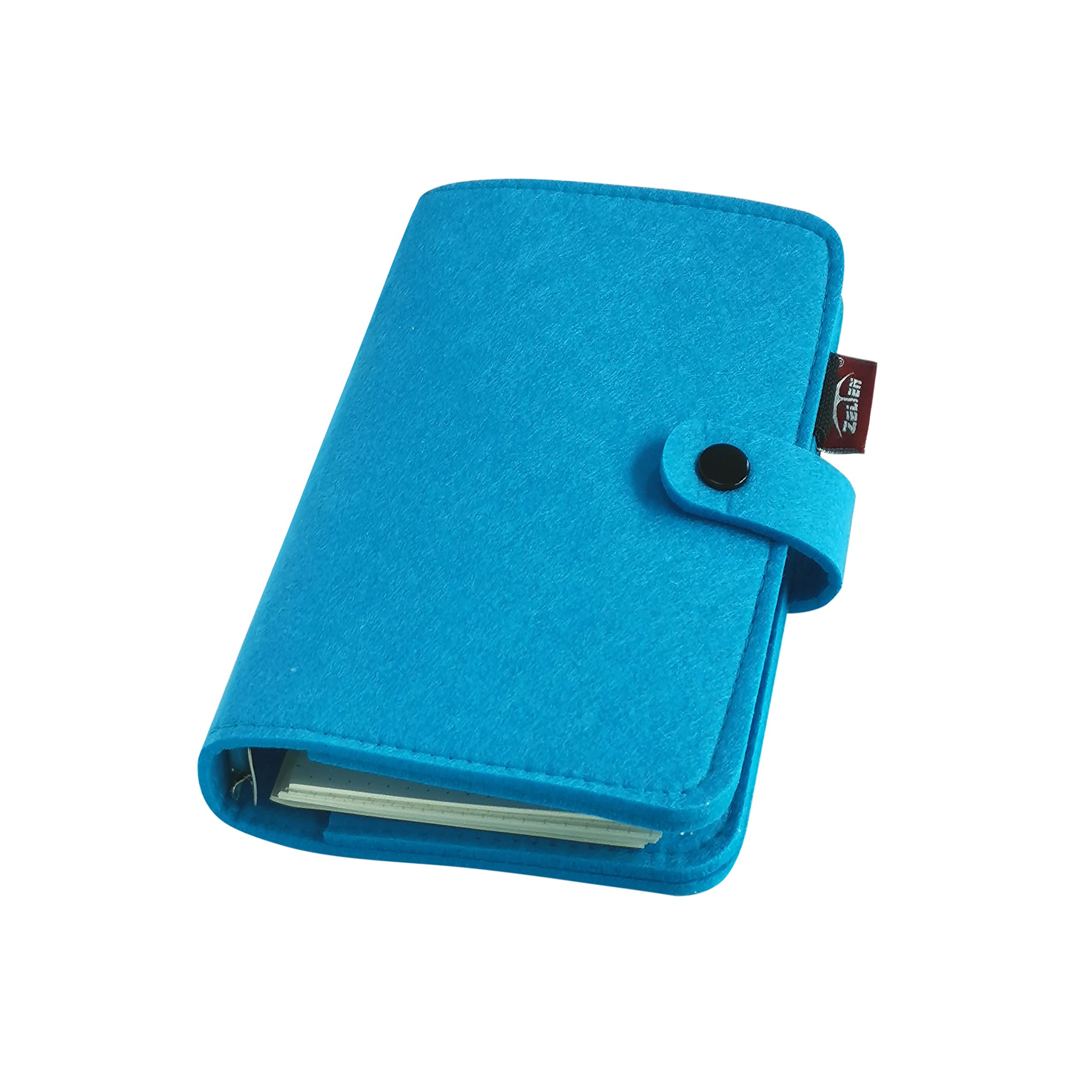 A6/ A5 6-Holes Felt Cover Round Ring View Binder File Folder for Loose Leaf Sheet Protectors/D Ring Binder Cover Protector (Mailbu Blue, A6 mini set)