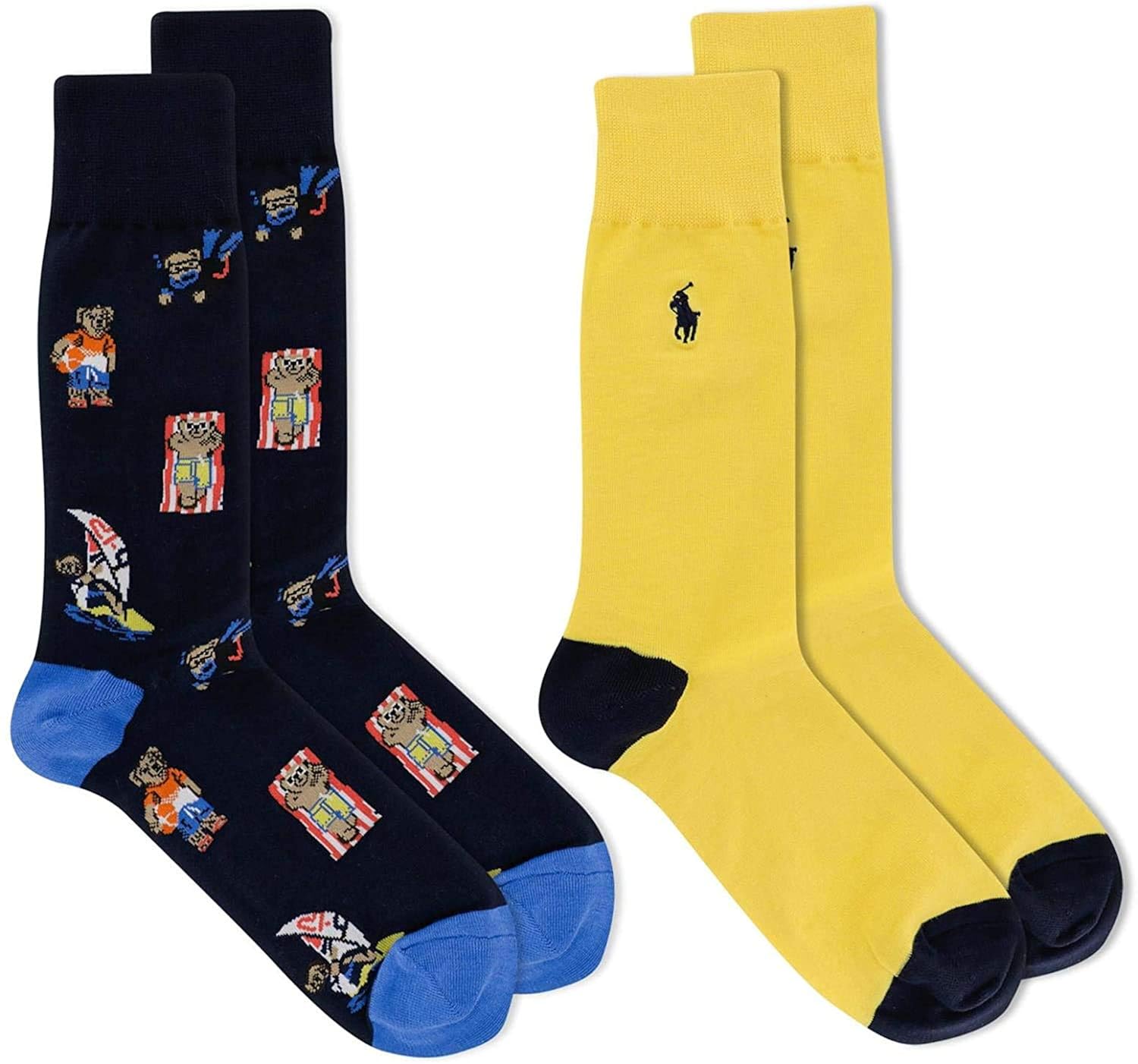 Buy Polo Ralph Lauren Men's 2Pack Assorted Polo Bear Solid Dress Sock