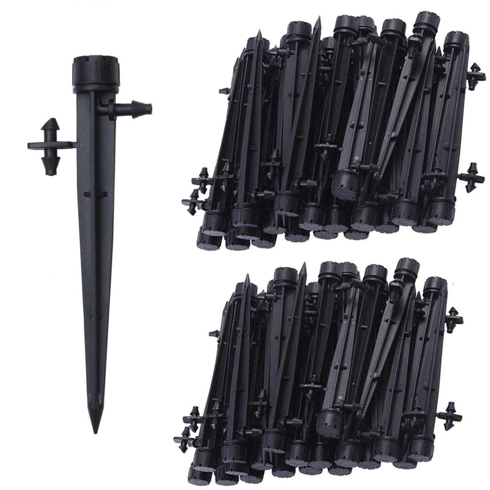 Kalolary 100pcs Irrigation System Drippers, 1/4" Inch Universal 360 Degree Adjustable Irrigation Drip Emitters with Connector Fit 1/4 (4-7mm) Tube Water Flow Irrigation System