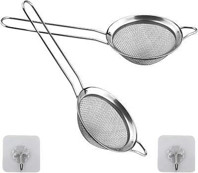 SZCXDKJ 2 Pack 8cm Fine Mesh Strainer with Handle Kitchen Hook