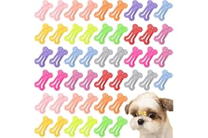 BOYIVI 48 Pieces Hair Clips for Dogs 1 Inch Mini Bone Shaped Snap Pet Hair Barrettes Multicolor Hair Accessories for Dog Cat Puppy Pet