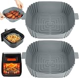 BYKITCHEN 8 Inch Silicone Air Fryer Liner, 2 Pack, Square Inserts