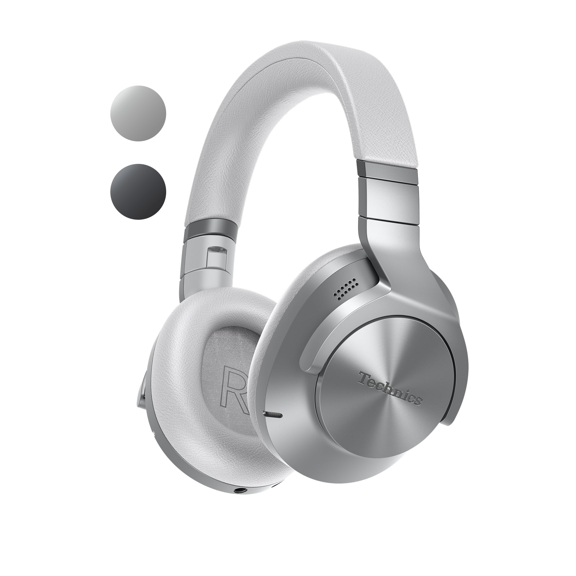 Technics EAH-A800E-S Wireless Headphones, Over Ear Multipoint Bluetooth Earphones With Noise Cancelling and Microphone, Ergonomic Fit, Up to 50 Hours Playtime, Easy Connection, Folding Design, Silver