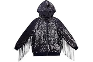 CHENBAO Tessel Girls Sequin Jackets Kids Boys Bomber Hoodie Jacket Zip Up Coat Sparkle Outwear Birthday Clothes