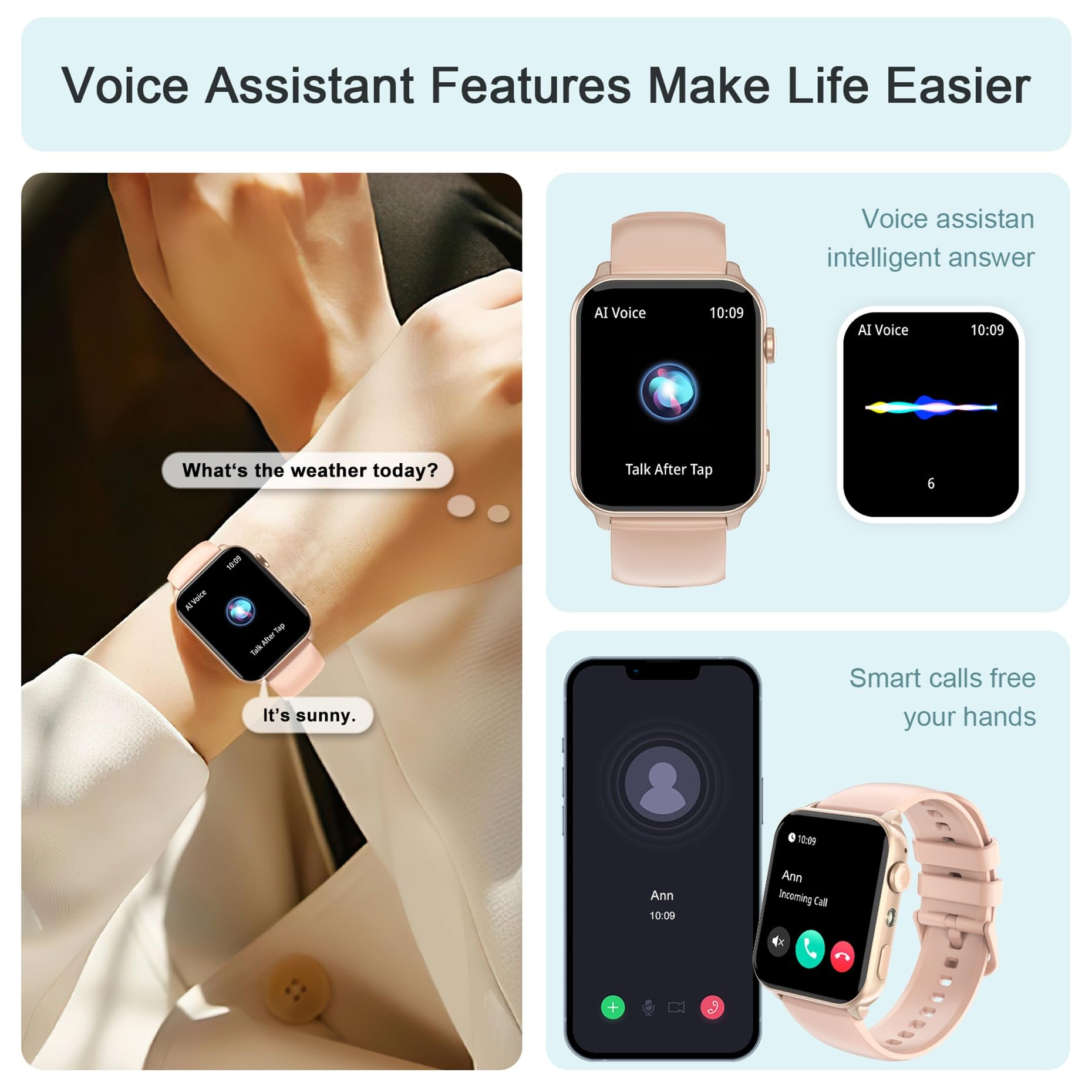 IOWODO Smart Watch for Women (Answer/Make Calls），1.91