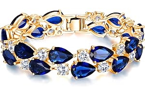 EVER FAITH Gorgeous Cubic Zirconia Birthstone Elegant Dual Layer Tear Drop Wedding Prom Tennis Bracelet for Women