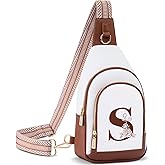 Personalized Crossbody Bag for Women Leather Sling Bags with Initial Letter Pack Chest Bag for Travel, Gift for Wife Mom