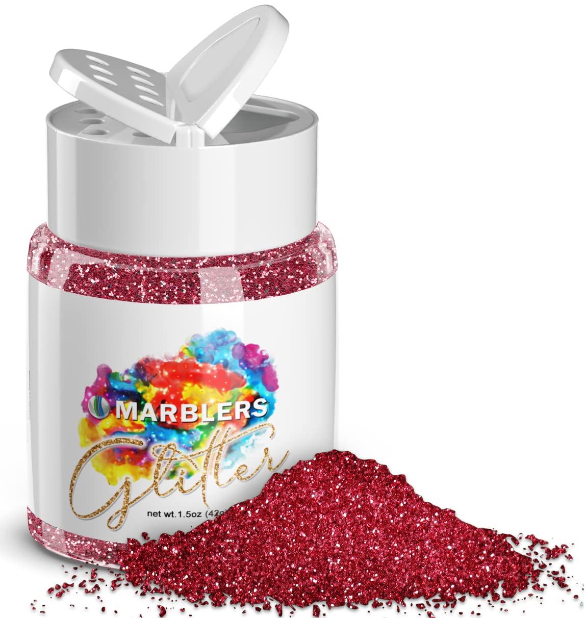 MARBLERS Twinkle Glitter [Crimson Pink] 1.5oz (42g) | Fine | Non-Toxic, Vegan, Cruelty-Free | Face, Body, Eyeshadow, Hair, Festival, Party Makeup | Nail Art, Polish | Resin, Tumbler, Slime, Craft — image 1