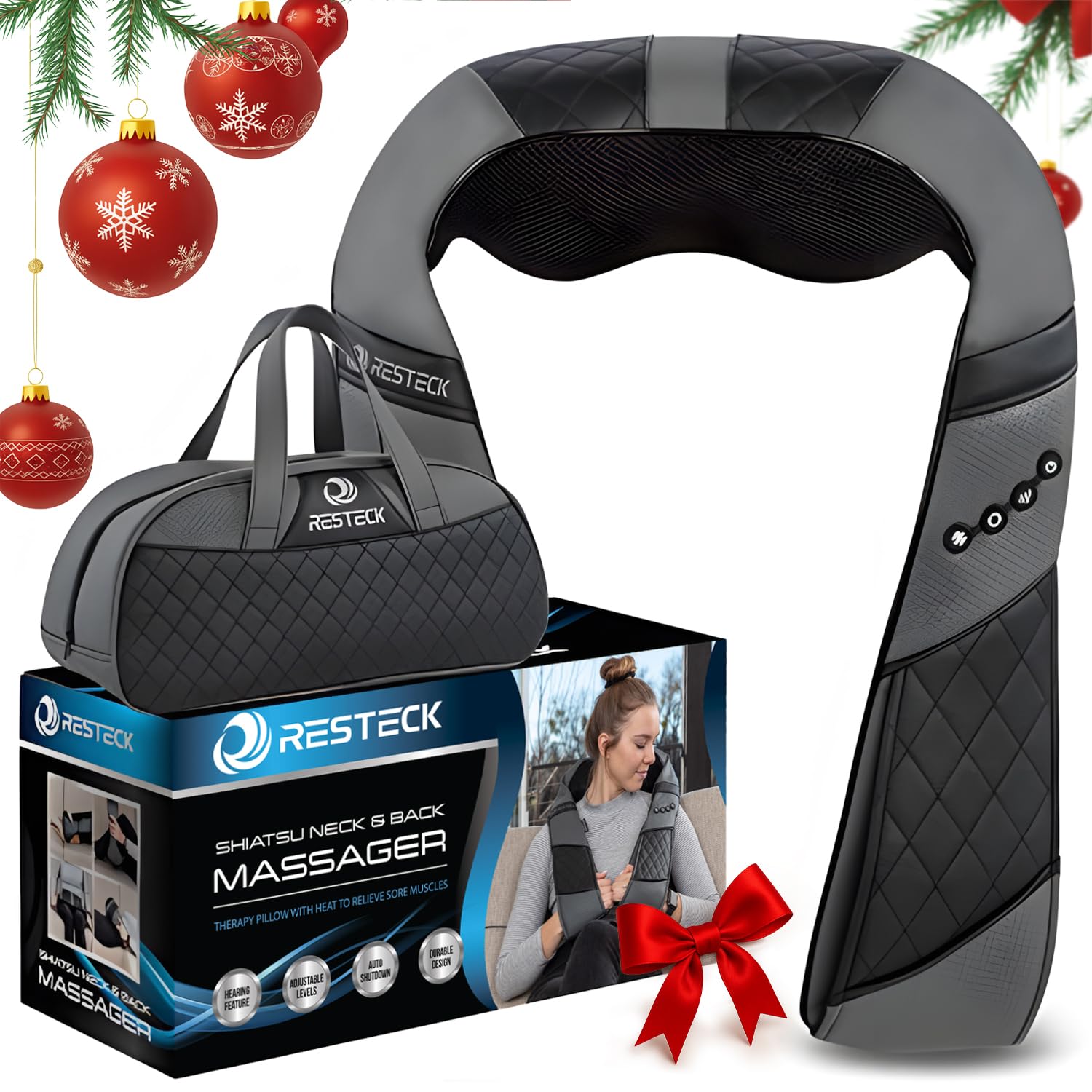 Photo 1 of RESTECK Massagers for Neck and Back with Heat - Deep Tissue 3D Kneading Pillow, Electric Shiatsu Shoulder Massage, Foot, Legs,Body - Relieve Muscle Pain - Office, Home & Car
