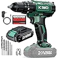KIMO 20V Cordless Drill Set with 2.0Ah Battery, Max 350 In-lb Torque, 1350 RPM, 3/8" Keyless Chuck, 18+2 Clutch Setting, 18pcs Accessories, Power Drill for Drilling Wood Bricks Walls Metal