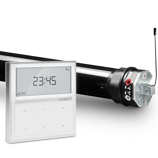 NOBILY Profi-Set elektromechanischer Funk-Rolladenmotor PR4 13/14-40 inkl. Funk-Timer (Zeitschaltuhr) Exquisit Wandsender für