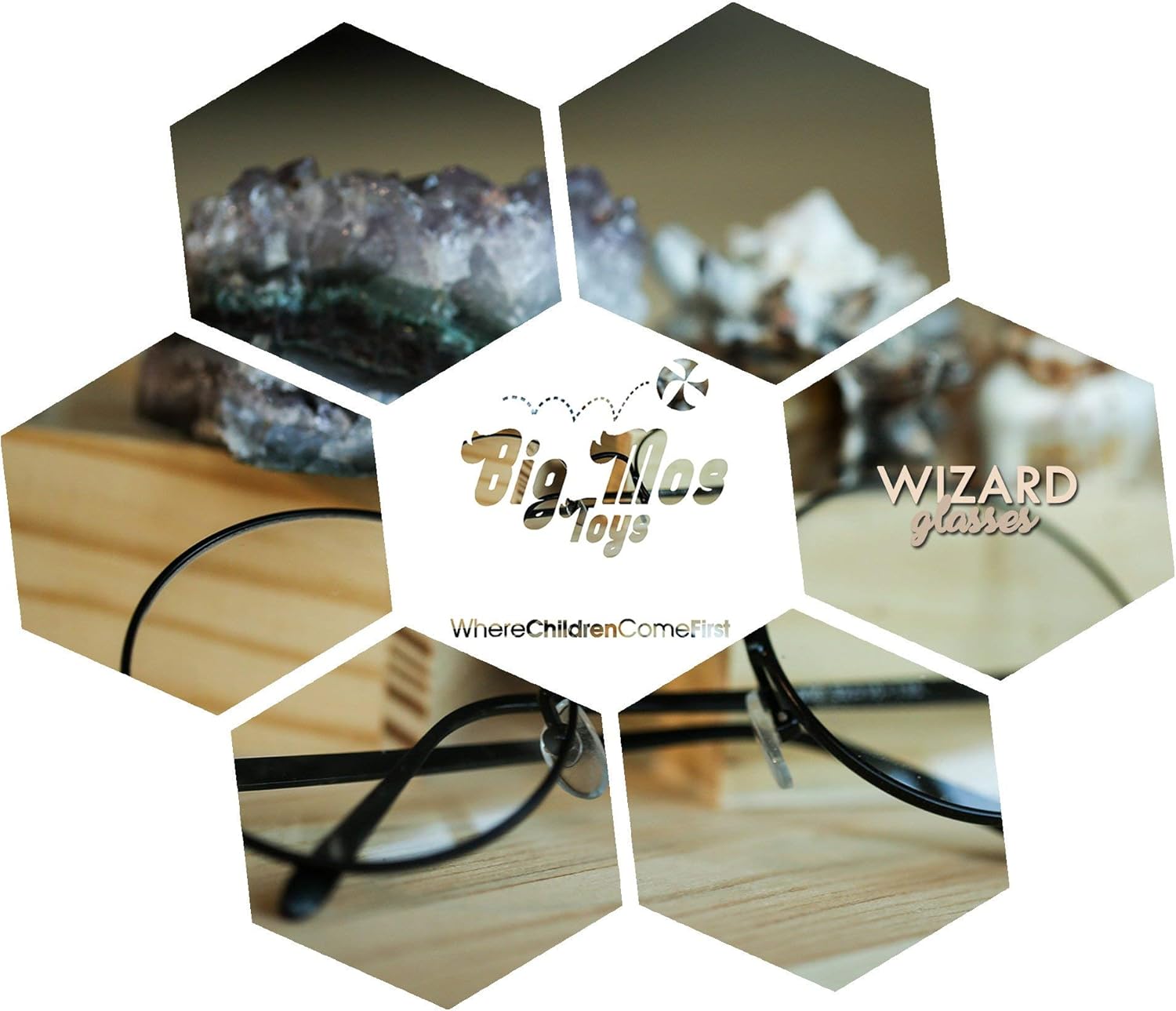 Big Mo's Toys Wizard Glasses - Round Wire Costume Glasses Accessories for Dress Up - 1 Pair Black: Clothing