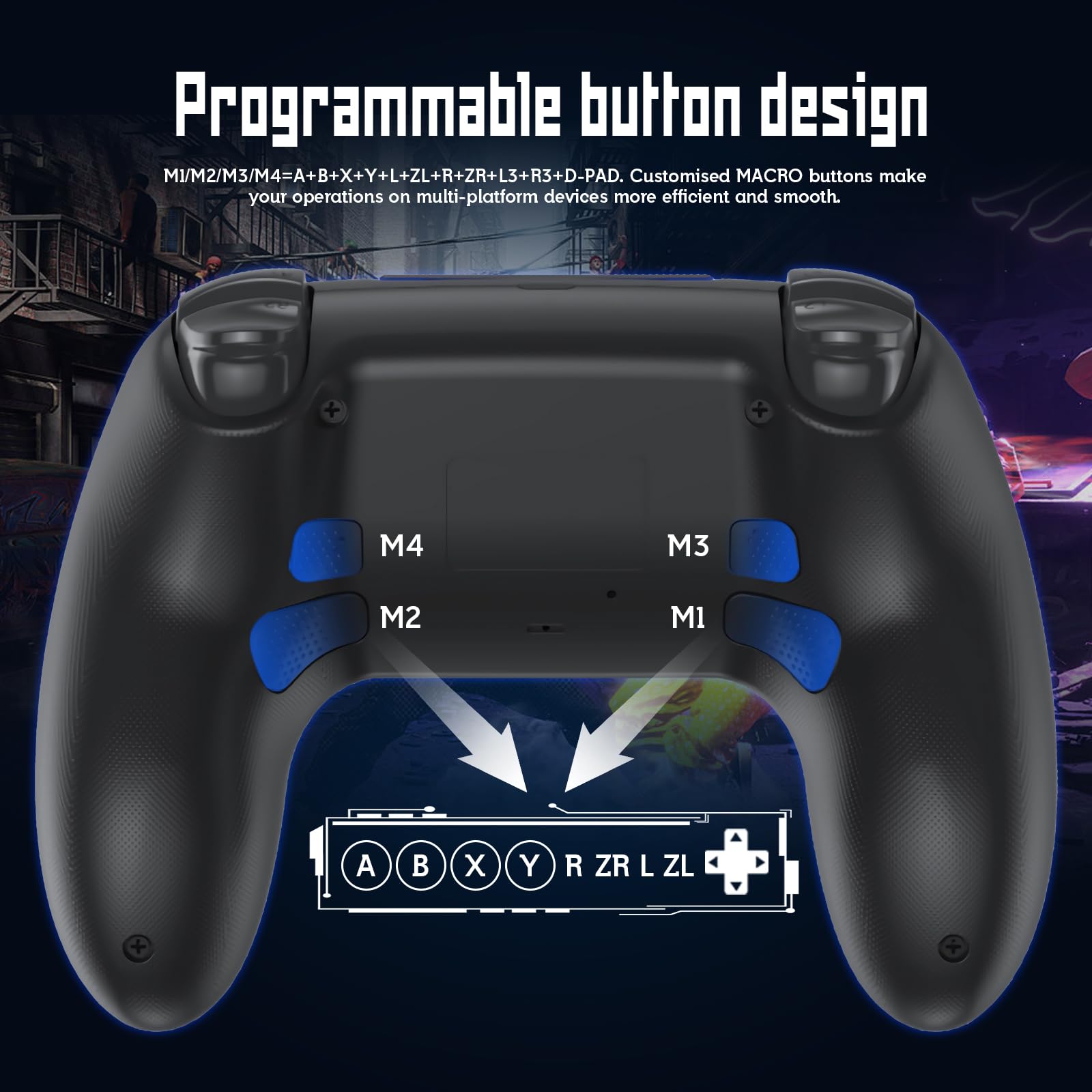 Wireless Controller for PS-4, Game Controller Compatible with PS-4/Pro/Slim/PC, Gamepad Joystick with Dual Vibration/6-Axis Gyro Sensor/Touchpanel/RGB-LED/EXT/Audio Jack, Precision and Control
