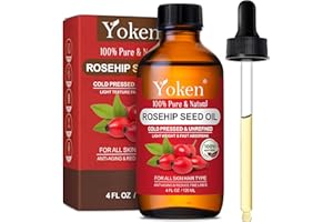 Yoken Rosehip Seed Oil For Face,100% Pure Rosehip oils For Skin,Scars,Hair & Nails.4 fl Oz Cold Pressed Rose Hips Oil For Skin Care, Anti-Aging, Scar Treatment, GUA SHA Massage DIY (4 Fl Oz)