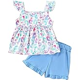 KIDLAGA Toddler Baby Girls Clothes Summer Outfits Fruit Print Bow Camisole Top and Casual Shorts 2-piece Summer Clothing Set