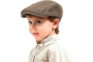 XUOAZ Kids Wool Flat Newsboy Cap - Vintage Tweed Pageboy Ivy Cap Cabbie Hat for Boys Girls Toddler (for 4-9 Years)