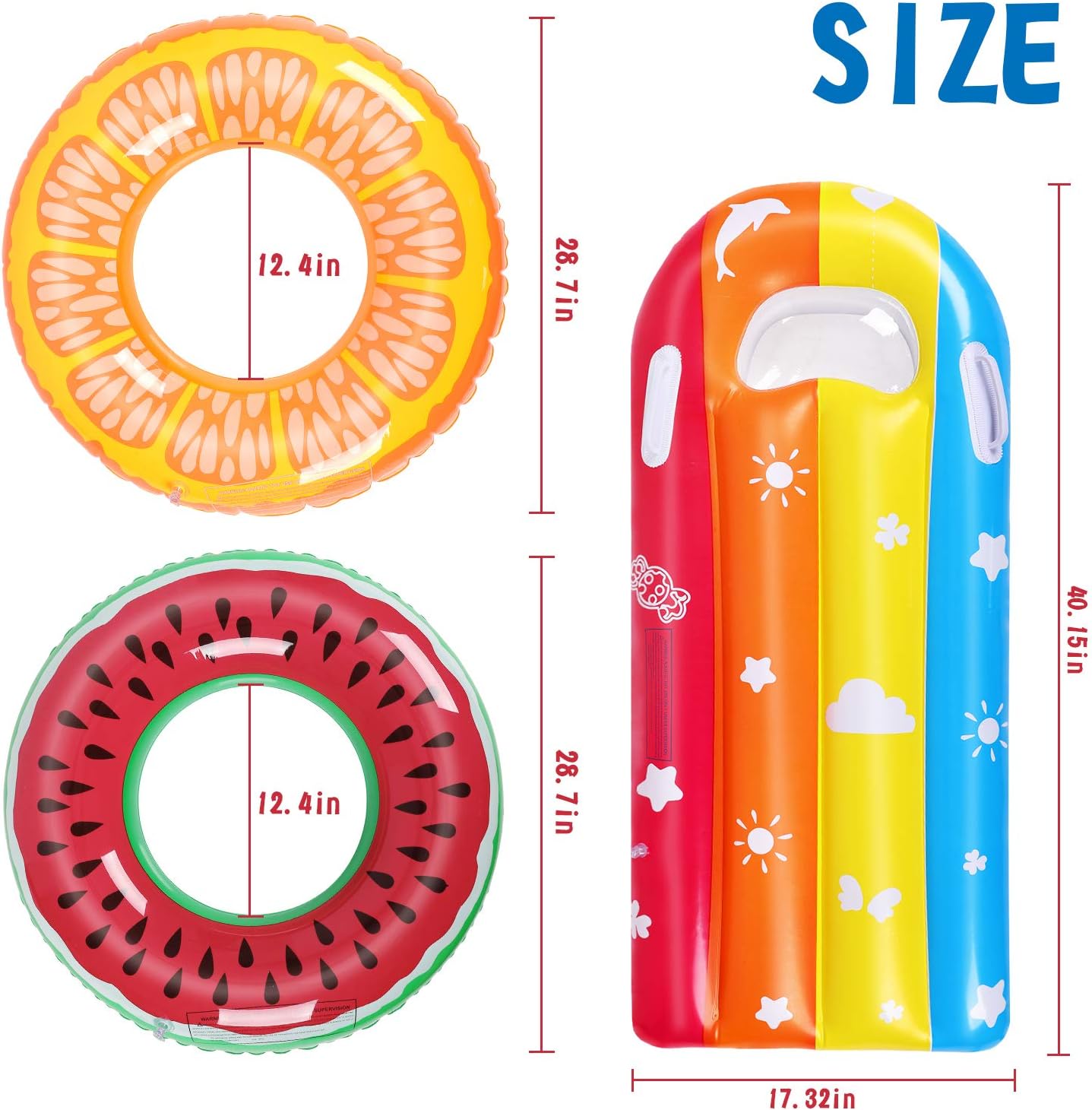 Auney 3 Pack Swim Ring for Kids Inflatable Pool Floats Summer Beach