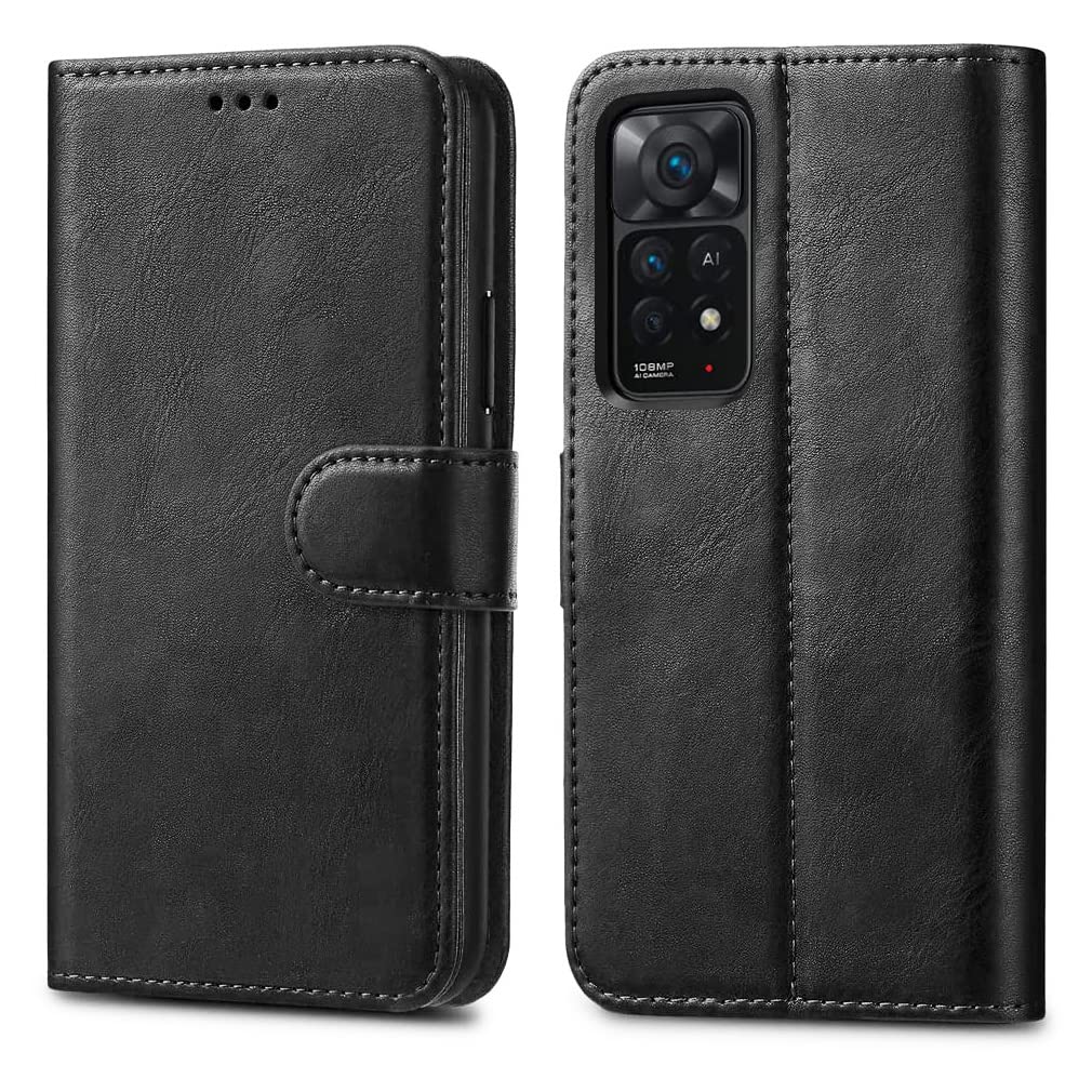 GAPlus Xiaomi Redmi Note 11 Pro Leather Case - Premium Wallet Case Leather Flip Cover [Card Holder] [Magnetic Closure] (Xiaomi Redmi Note 11 Pro 4G 5G) Black