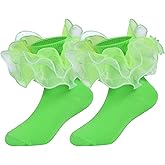 KUANINUNAR Toddler Baby Girls Ruffle Soft Double Frilly Lace Socks Kids Cute Ankle Cotton Dress Socks