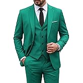 MY'S Men's 3 Piece Suit Set with Tie, One Button Slim Fit Solid Jacket Vest Pants, Prom Party Wedding Business Suits for Men