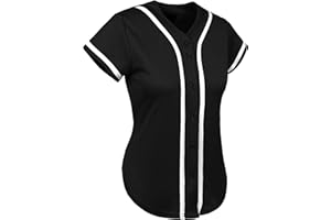 Hat and Beyond Womens Baseball Jersey Button Down Tee Short Sleeve Softball Active Shirts Made in USA
