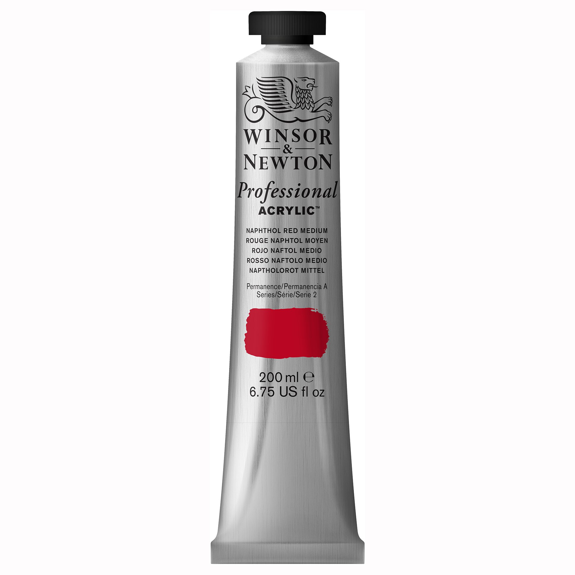 Winsor & Newton 2337423 200ml Professional Acrylic Colour Tube - Naphthol Red Medium — image 1
