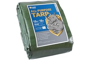 GUARD SHIELD Tarps Heavy Duty Waterproof 12x12 Feet Green Tarp Cover Outdoor Thick UV Resistant Tarpaulin with Grommets 10mil