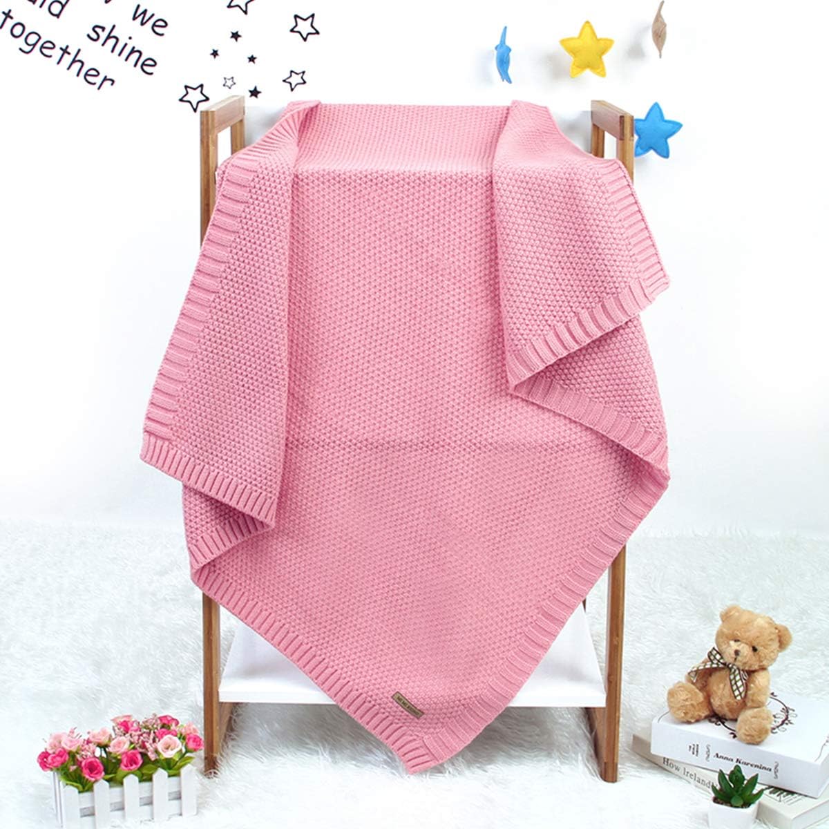 Mantas Y Mantitas Bebe Manta De Punto Para Cochecito De Bebe Recien Nacido Azul Celeste Talla Baby Yudanny Manta De Ganchillo Para Bebe Y Nina Mantas