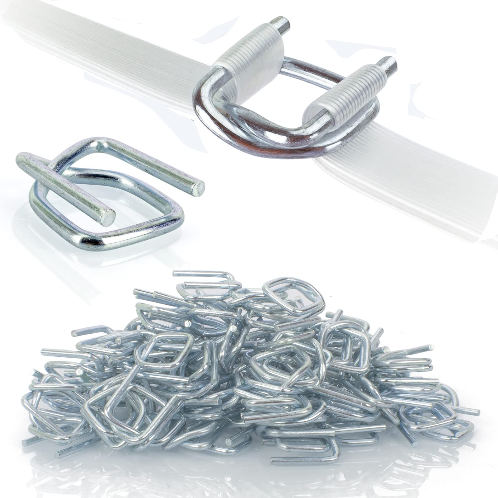 Heavy Duty Reusable Buckles 50PCS, Self-Locking Steel Buckle with Anti-Slip Coating, Strapping Buckles for 12-19mm Strap Width Woven Cord Strapping, Pallet Strapping Banding Buckles for Packing (50)