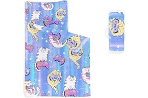 Datura home Nap Mat -Animal Sleeping Bag with Removable Pillow - Daycare and Sleepovers Preschool Kindergarten Bedding Set for Kids Toddler Boys Girls