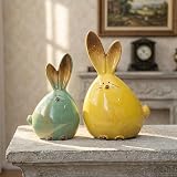 TOYANDONA 2pcs Easter Bunny Ceramic Figurines Car Interior Table Decor view 5