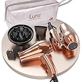 LURA Dual Voltage Travel Hair Dryer with Diffuser,Travel Blow Dryer Mini with EU Plug and UK Plug,Lightweight Portable Hairdryers with Folding Handle,1200W Compact Small Blowdryers for Women