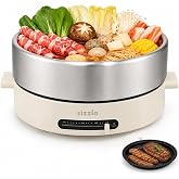 Sizzlo Electric Hot Pot, 4.5L 304 Stainless Steel Pot with Grill Pan | Detachable 304 Stainless steel pot | 1500W Adjustable 