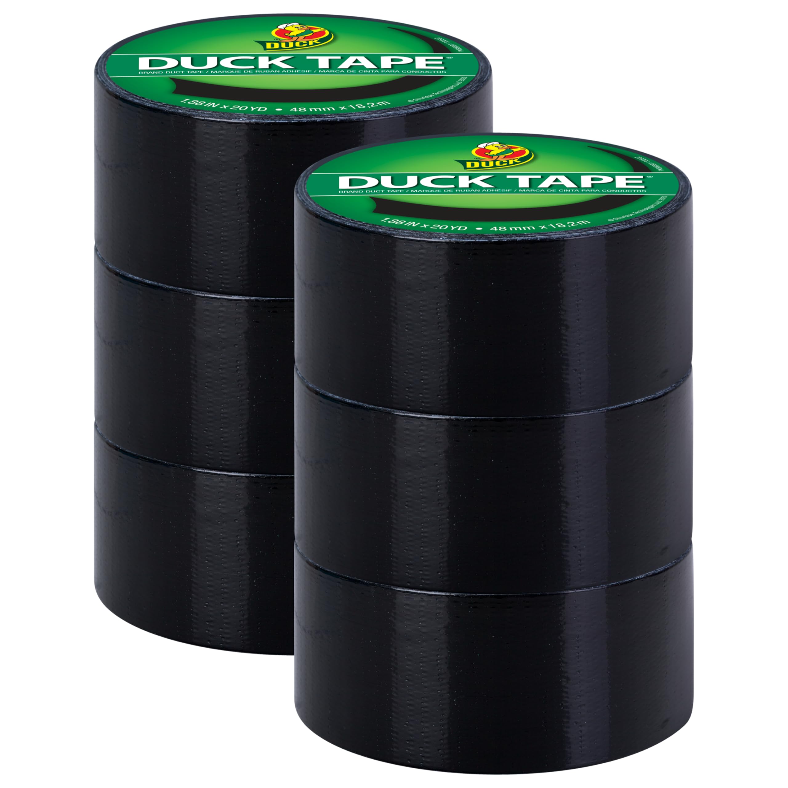 Duck 1265013_C Tape Solid Colours Black 48mm X 18.2m, Pack of 6 โ image 1