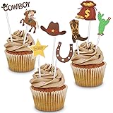 Fumee 24 Cupcake Toppers Boys Favoriat Fruit Picks Cake Decorating Tools For Party Supplies Western Cowboy Amazon Ca Home