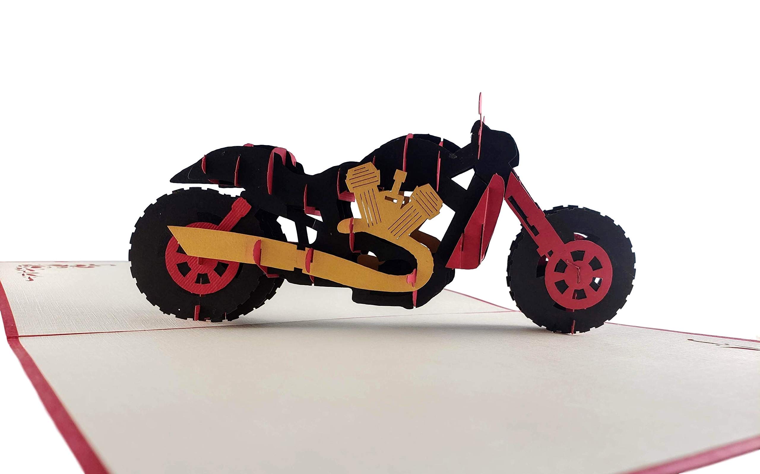 iGifts And Cards Fancy Red Motorcycle 3D Pop Up Greeting Card – Happy Birthday For Men, Awesome Retirement Present, Cool Office Birthday Gift, Fun Father's Day Sports Aventure, Achievement Graduation
