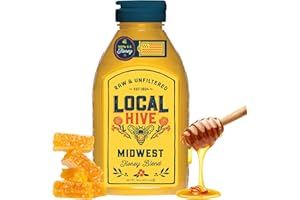 LOCAL HIVE HONEY Local Hive Midwest Raw Unfiltered Honey – 16 oz, 100% Pure US Honey, Sourced from American Bees and Beekeepers - Natural Sweetener, Ideal for Tea, Baking, and Cooking