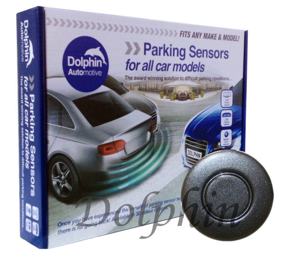 Dolphin Automotive DPS400 Reverse Parking Sensors Auto Express Award Winning 4 Ultrasonic Radar Sensors Kit Audio Alert System Matt & Gloss Black +30 More Colours (Storm Grey)