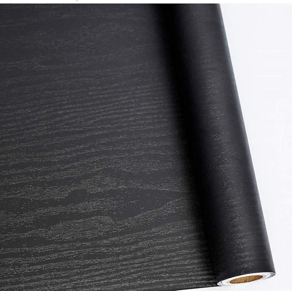 Abyssaly Black Vinyl Wrap Self Adhesive 40cm x 300cm Wood Effect