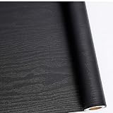 Abyssaly Black Vinyl Wrap Self Adhesive 40cm x 300cm Wood Effect