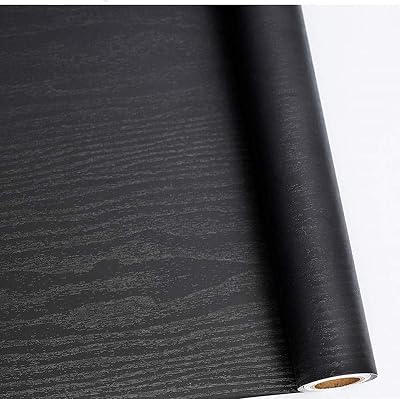 Abyssaly Black Vinyl Wrap Self Adhesive Wallpaper 30x200cm Wood Effect