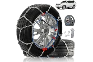 HILLCLYM Snow Chains for Pickup Trucks & SUVs Off-road, Heavy Duty Quick Fit & Easy Installation Snow Tire Chains, Portable Reusable Emergency Tire Traction Chain, Set of 2 (HP2325)