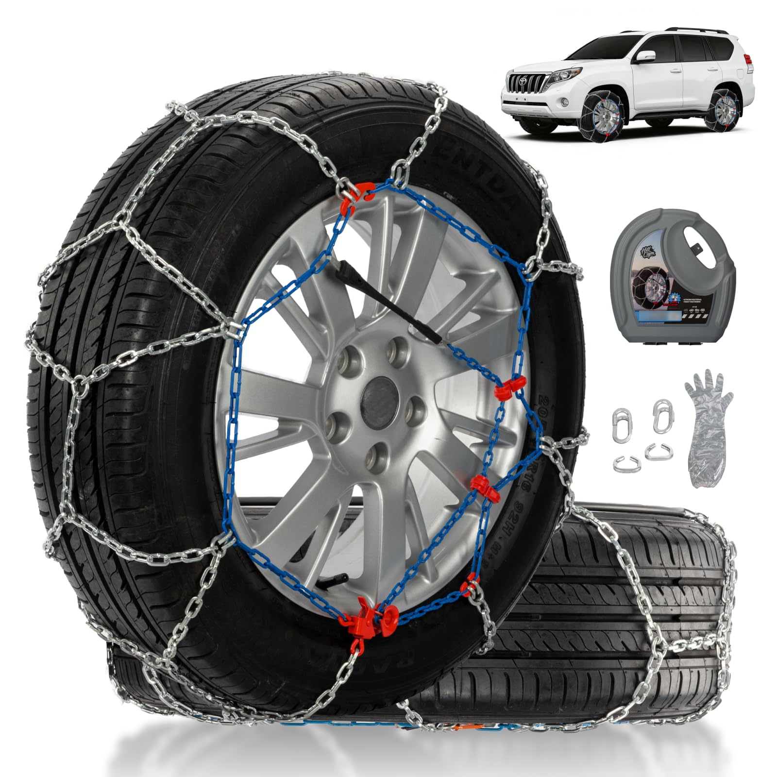 Photo 1 of Snow Chains for Pickup Trucks & SUVs Off-road, Heavy Duty Quick Fit & Easy Installation Snow Tire Chains, Portable Reusable Emergency Tire Traction Chain, Set of 2 (HP2335)