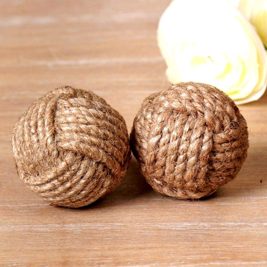 Jute Rope Door Knobs/Rope Knot Drawer Pulls and Knobs/Pull and Push Handle Knobs for Cabinets, Wardrobes & Cupboards/Nautical Hardware Decor, 25 mm, Set of 6 Rustic Vintage Home Decor Gifts