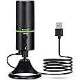 Bietrun USB Microphone, Computer Condenser Gaming Mic for Desktop/Laptop/PS4/5, Headphone Jack, Volume Control, Plug & Play, for Podcast, Streaming, Studio Recording