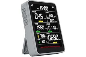 AIROASIS 13-in-1 Professional Indoor Air Quality Monitor Indoor Portable PM2.5/PM10/CO2,Temperature, Formaldehyde Detector,Humidity TVOC,Time Display with AQI Beep Alarms Air Quality Tester, for Home & Office